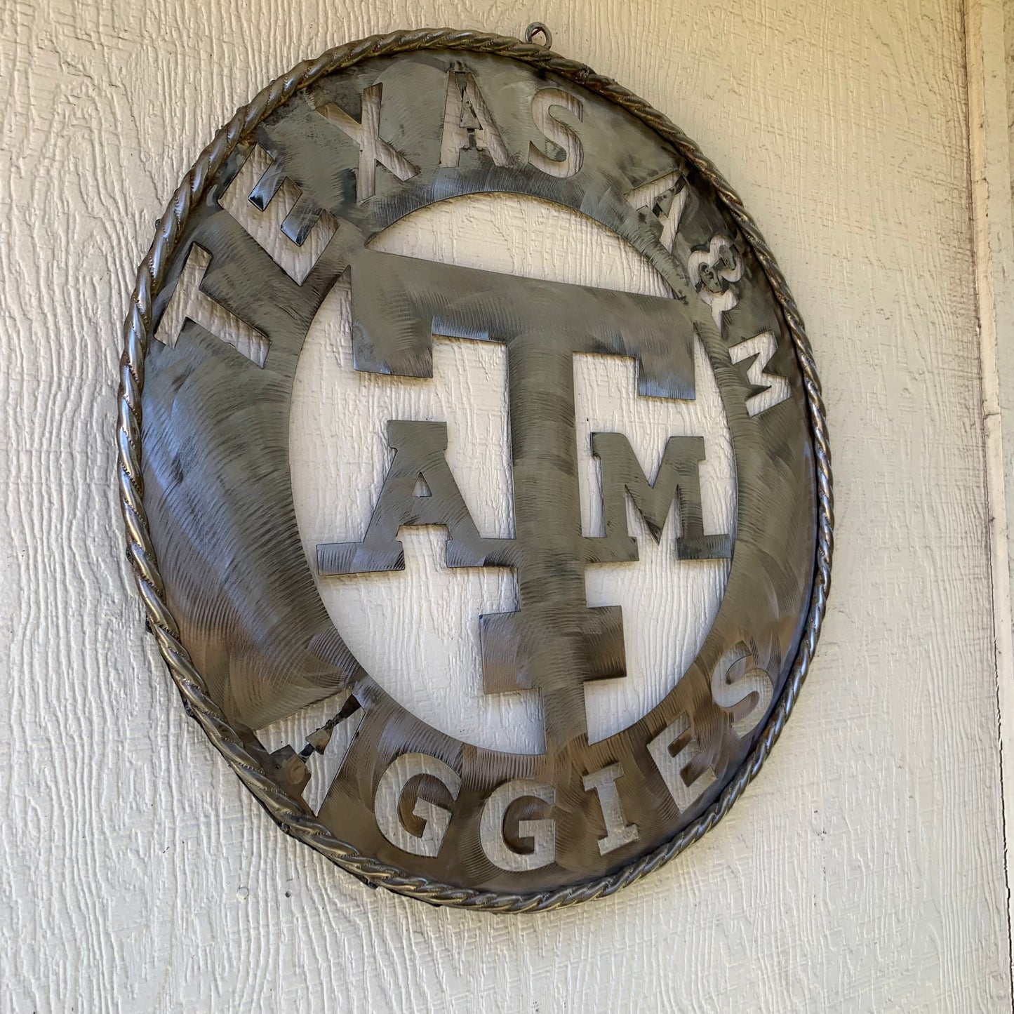 TEXAS A&M WIDE BAND RAW METAL CUSTOM VINTAGE CRAFT WALL ART TEAM SIGN HANDMADE