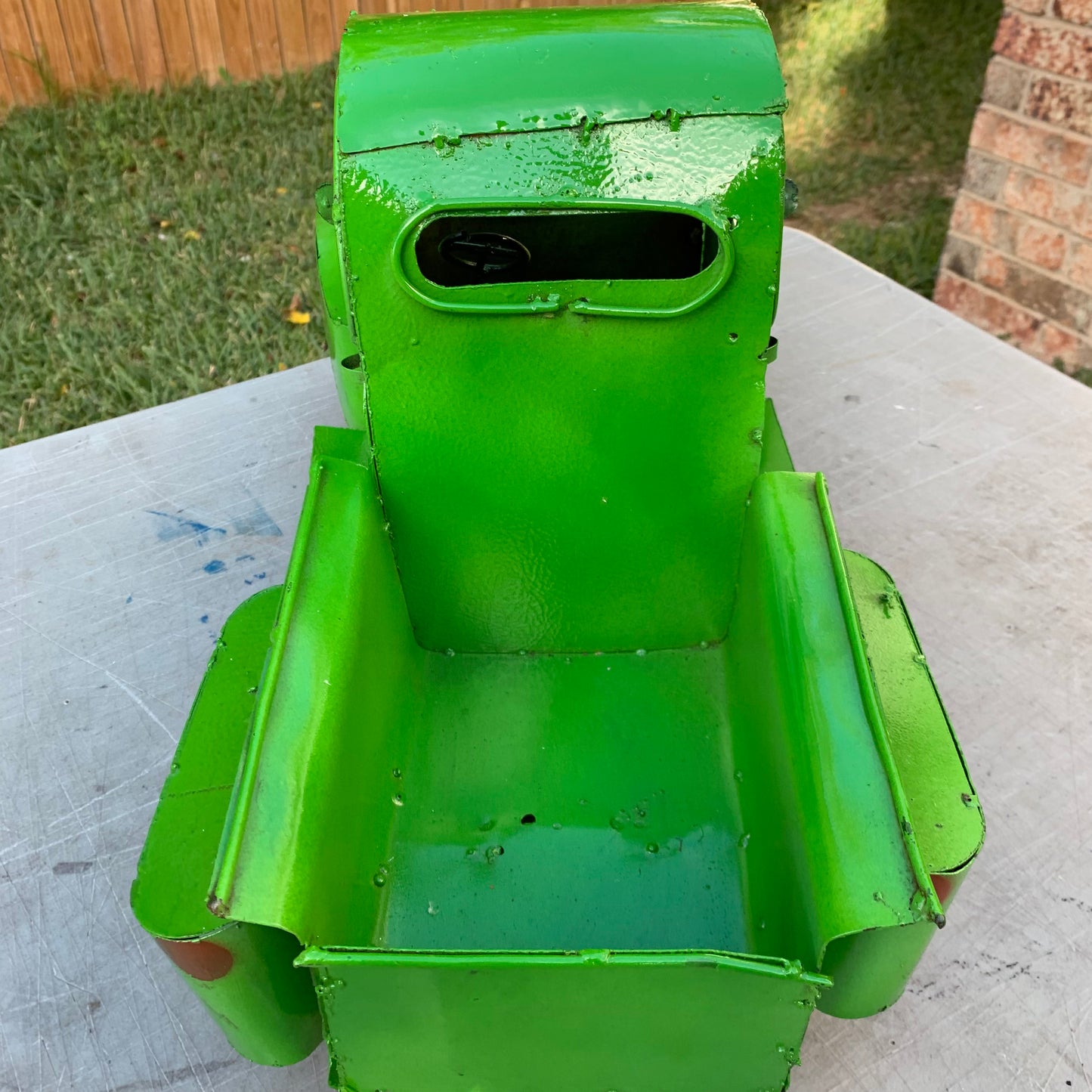 GARDEN GREEN 20" PICKUP TRUCK METAL ART GARDEN FIGURINE OUTDOOR & INDOOR GARDEN WESTERN HOME DECOR HANDMADE NEW SIZE 20"L x 10"W x 12" H #EH12523