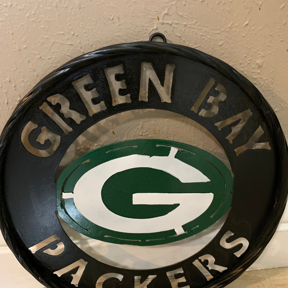 GREEN BAY WIDE BAND DISC METAL CUSTOM VINTAGE CRAFT TEAM SPORTS SIGN HANDMADE