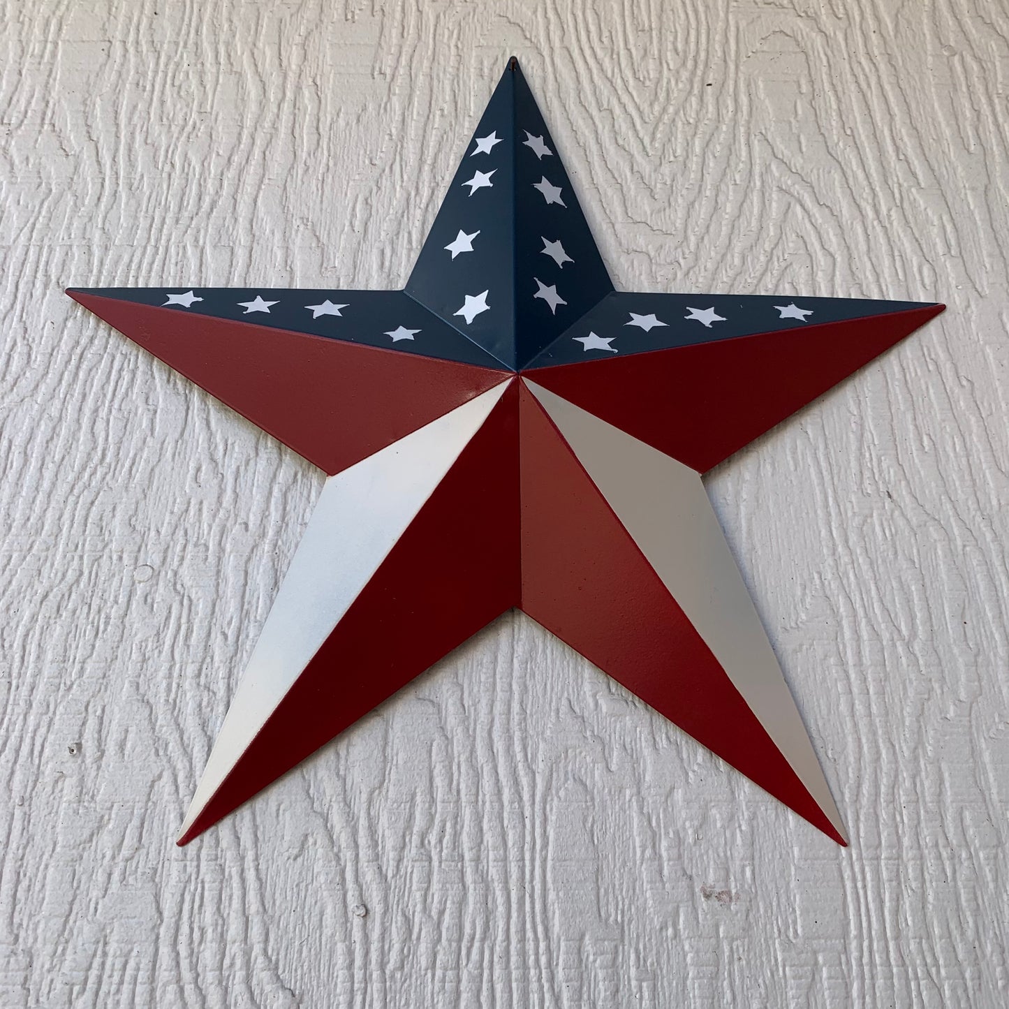 16",24",30",36" USA AMERICAN FLAG STAR RED WHITE & BLUE METAL BARN STAR STYLE# 6 HANDMADE #EH13523