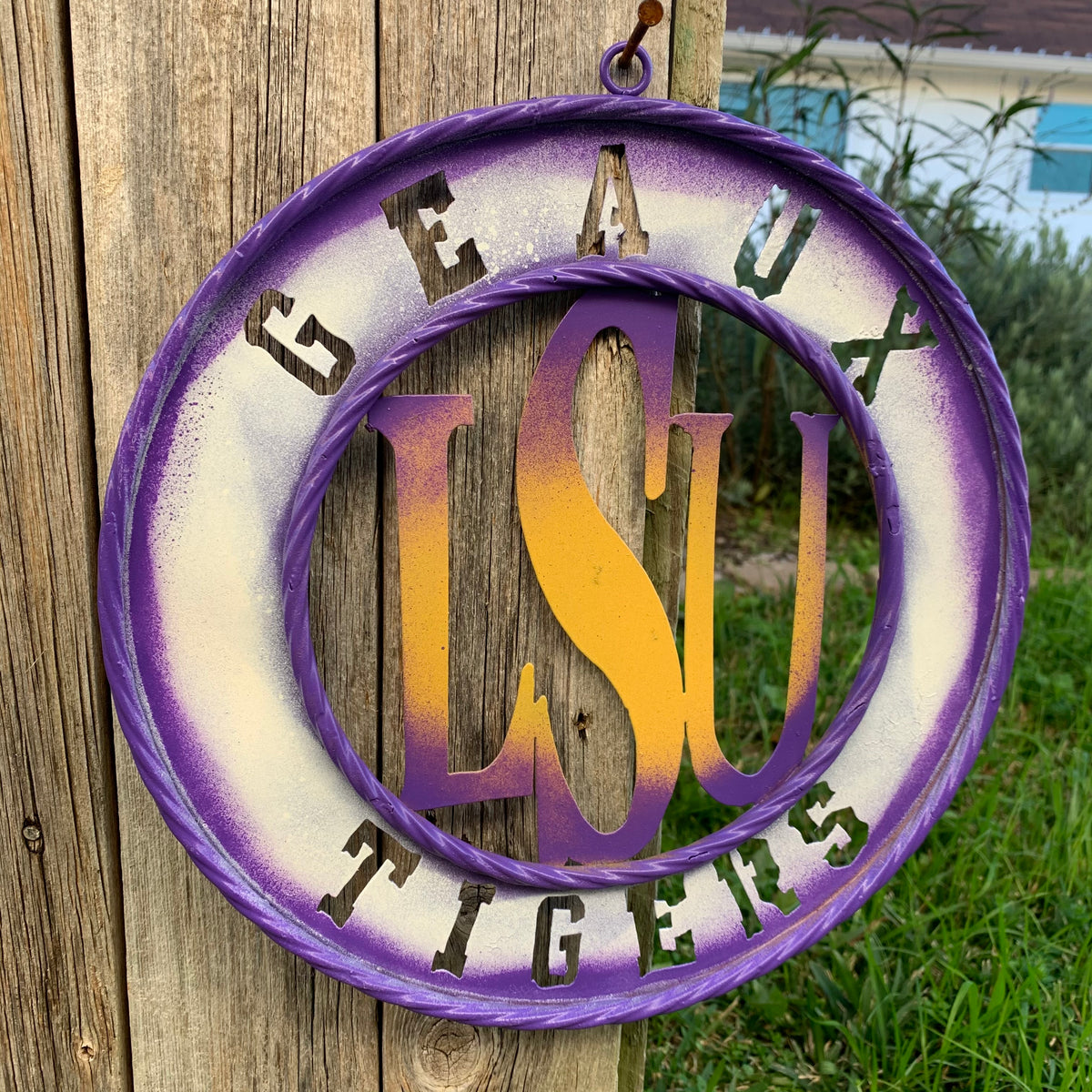 12",18",24",32" LSU GEAUX TIGERS CUSTOM METAL VINTAGE CRAFT SIGN TEAM WALL ART WESTERN HOME DECOR
