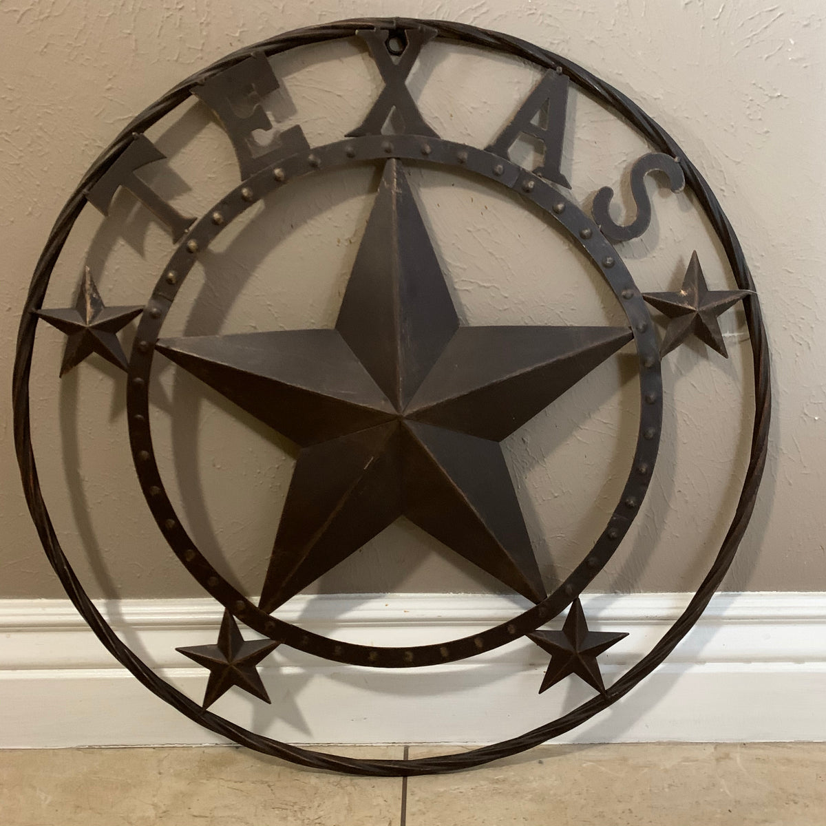 24" TEXAS BEADED COLIBROX BARN STAR METAL LONE STAR WESTERN HOME DECOR HANDMADE RUSTIC BRONZE COPPER NEW