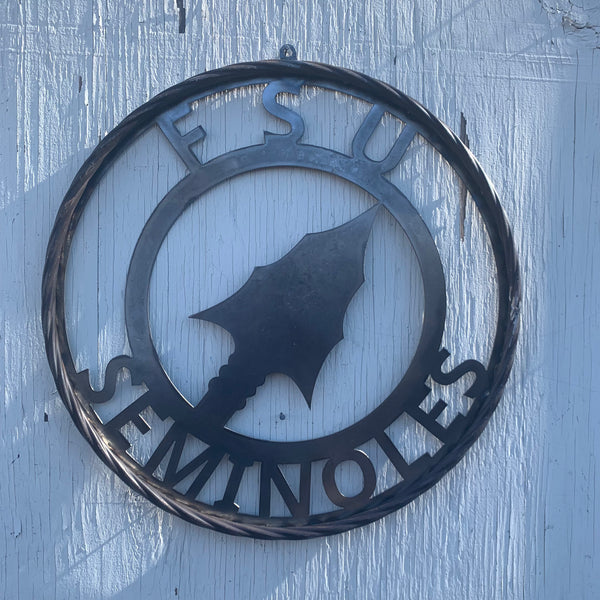 FSU SEMINOLES FLORIDA SPEAR CUSTOM RAW METAL VINTAGE CRAFT TEAM SIGN HANDMADE