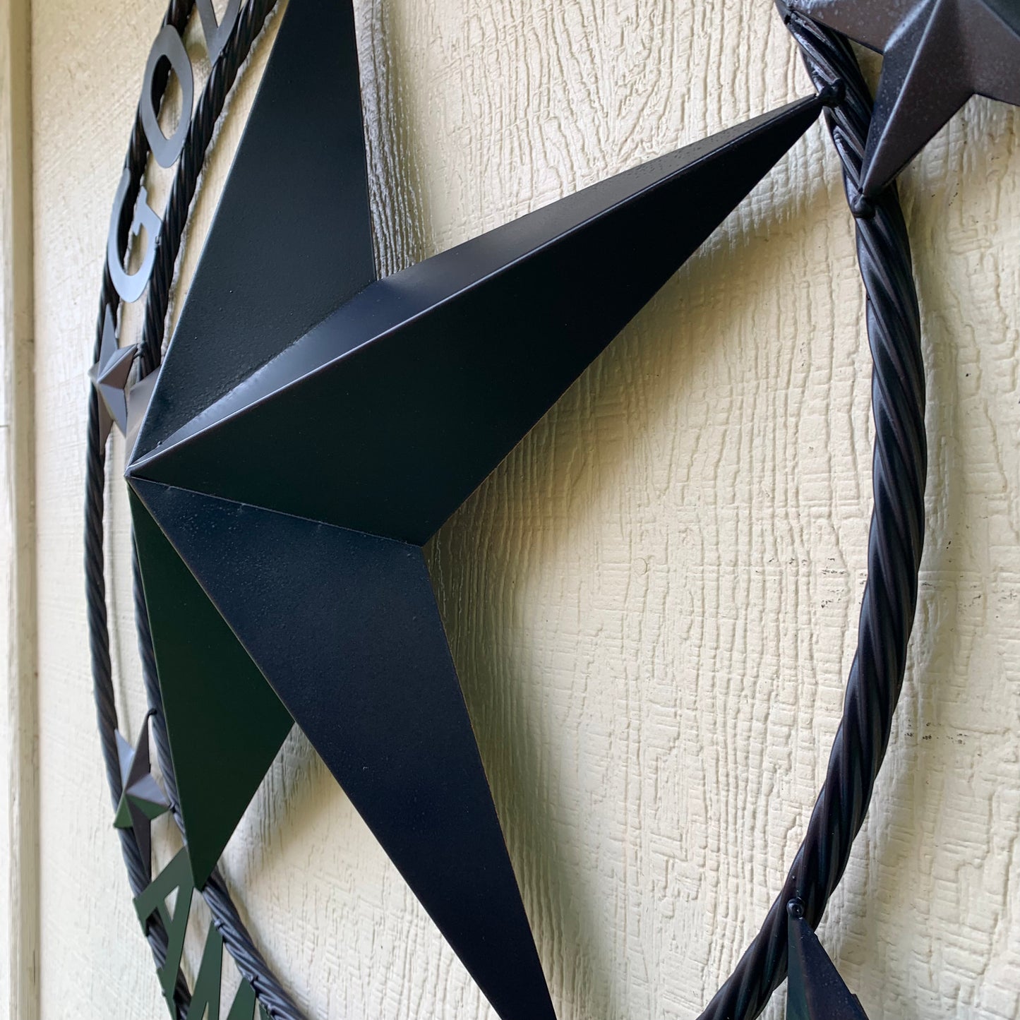 GOD BLESS AMERICA NAVY BLUE METAL BARN STAR RING ART WESTERN HOME DECOR NEW-#EH10131