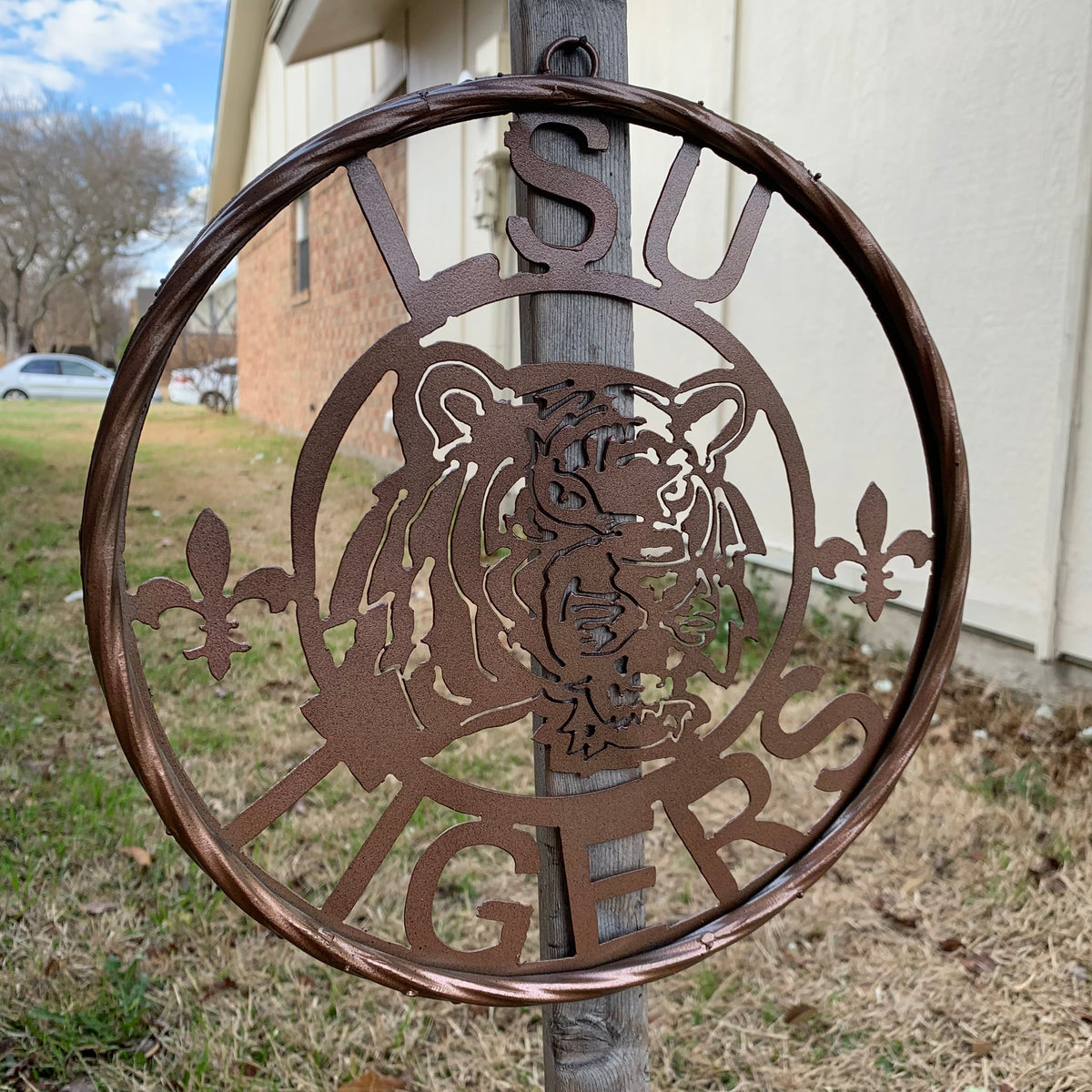 12" LSU TIGERS CUSTOM METAL VINTAGE CRAFT WESTERN HOME DECOR NEW