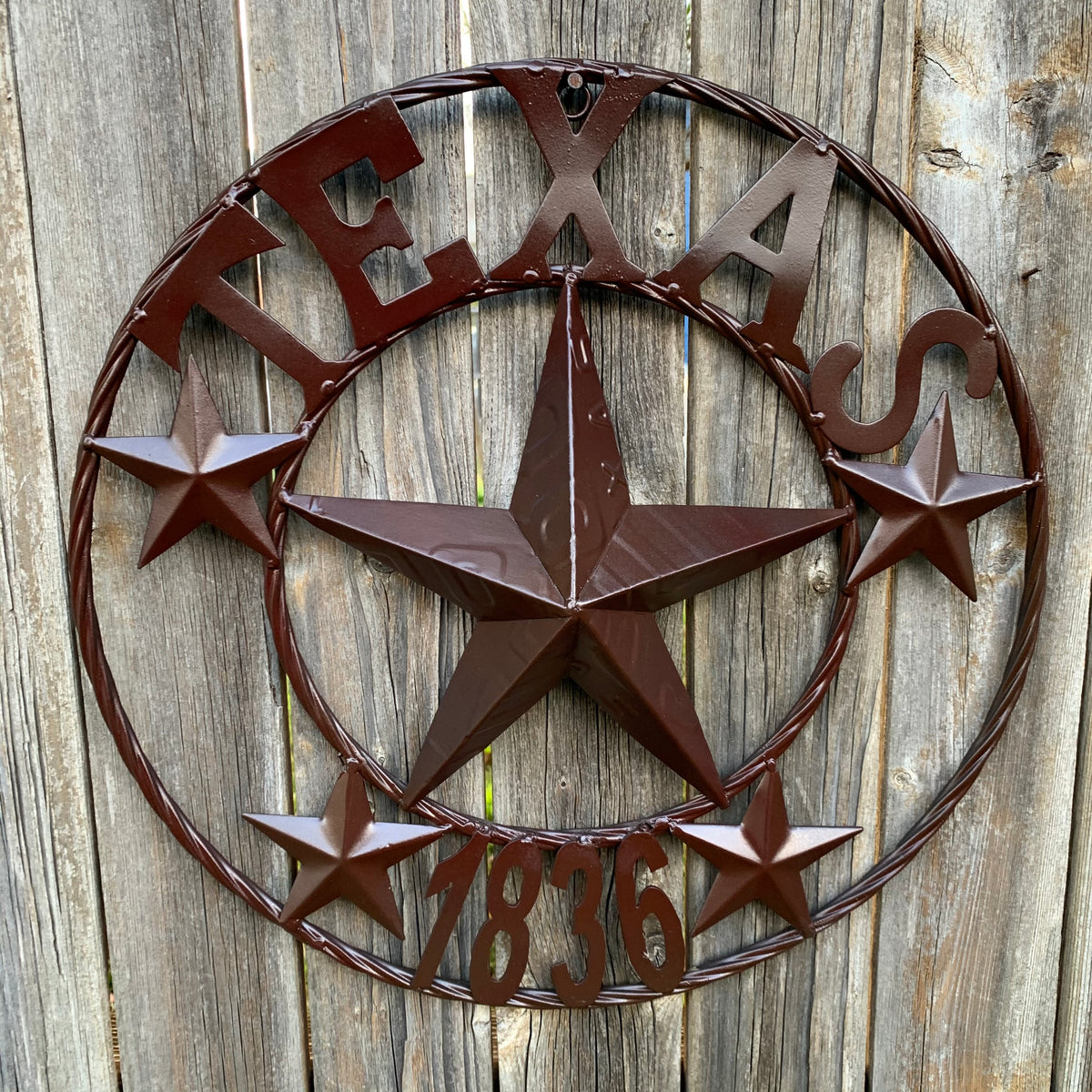 16",24",32",50" RUSTIC BROWN TEXAS 1836 BARN STAR METAL ART WESTERN HOME DECOR VINTAGE RUSTIC DARK BROWN NEW