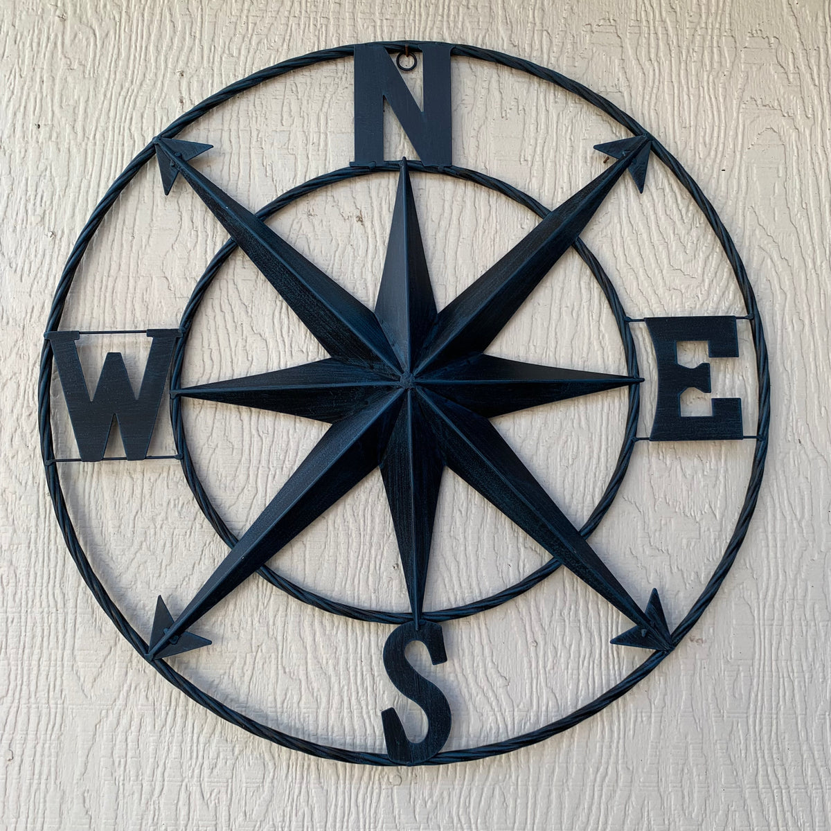 COMPASS NAVY BLUE 24" METAL SIGN WESTERN HOME DECOR HANDMADE NEW