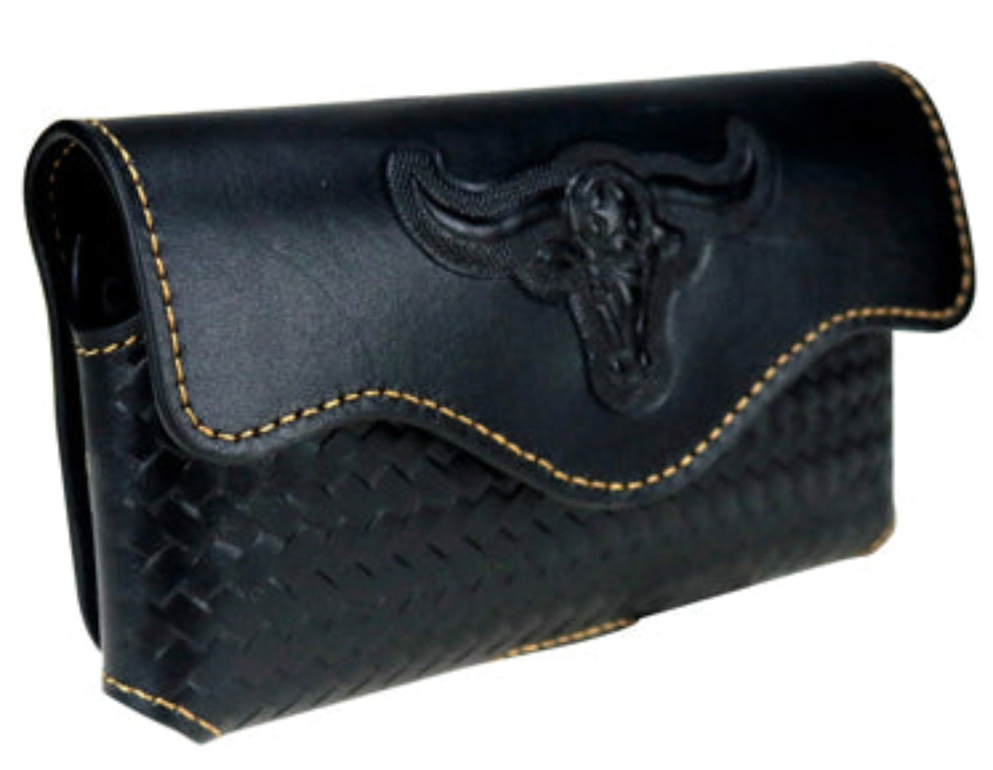 7" LONGHORNS HORIZONTAL LEATHER POUCH EXTRA LARGE  BELT LOOP HOLSTER CELL PHONE CASE UNIVERSAL OVERSIZE--FREE SHIPPING