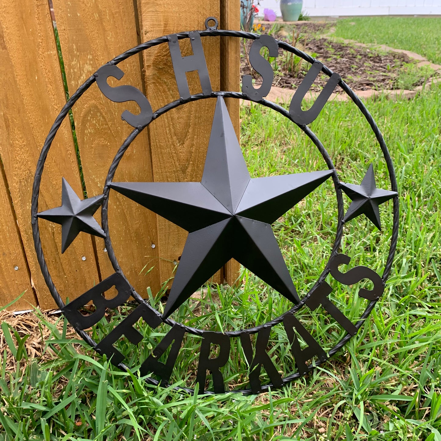 24",32" SHSU SAM HOUSTON BEARKATS RUSTIC BLACK METAL CUSTOM VINTAGE CRAFT RUSTIC BLACK TEAM STAR HANDMADE