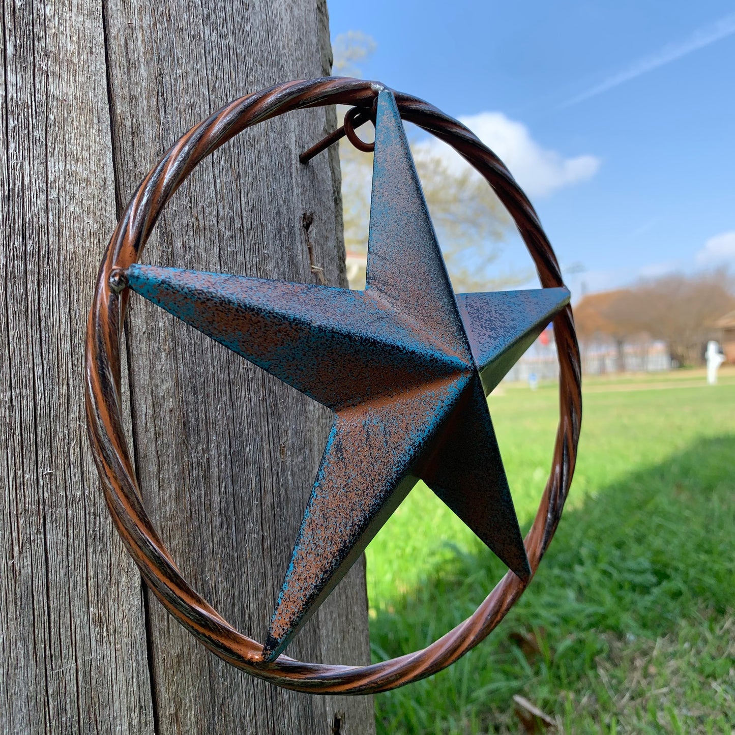 TURQUOISE DISTRESSED BARN METAL STAR WESTERN HOME DECOR ART HANDMADE #EH13601