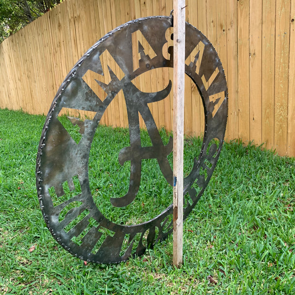 ALABAMA CRIMSON TIDE RAW METAL LASER CUT  WIDE BAND RING CUSTOM METAL VINTAGE TEAM CRAFT HANDMADE