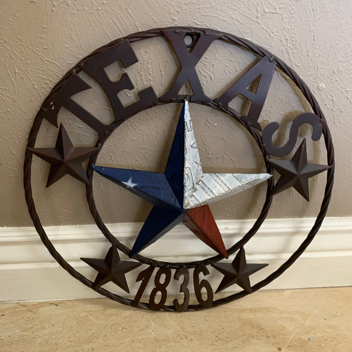 16", 24", 32", 34", 40" TEXAS 1836 LICENSE PLATE FLAG BARN STAR METAL WALL WESTERN HOME DECOR RED WHITE BLUE ART