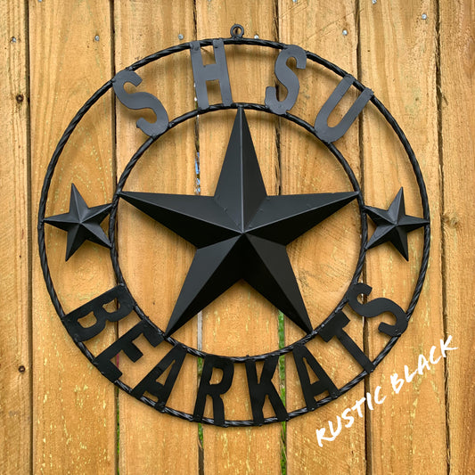 24",32" SHSU SAM HOUSTON BEARKATS RUSTIC BLACK METAL CUSTOM VINTAGE CRAFT RUSTIC BLACK TEAM STAR HANDMADE