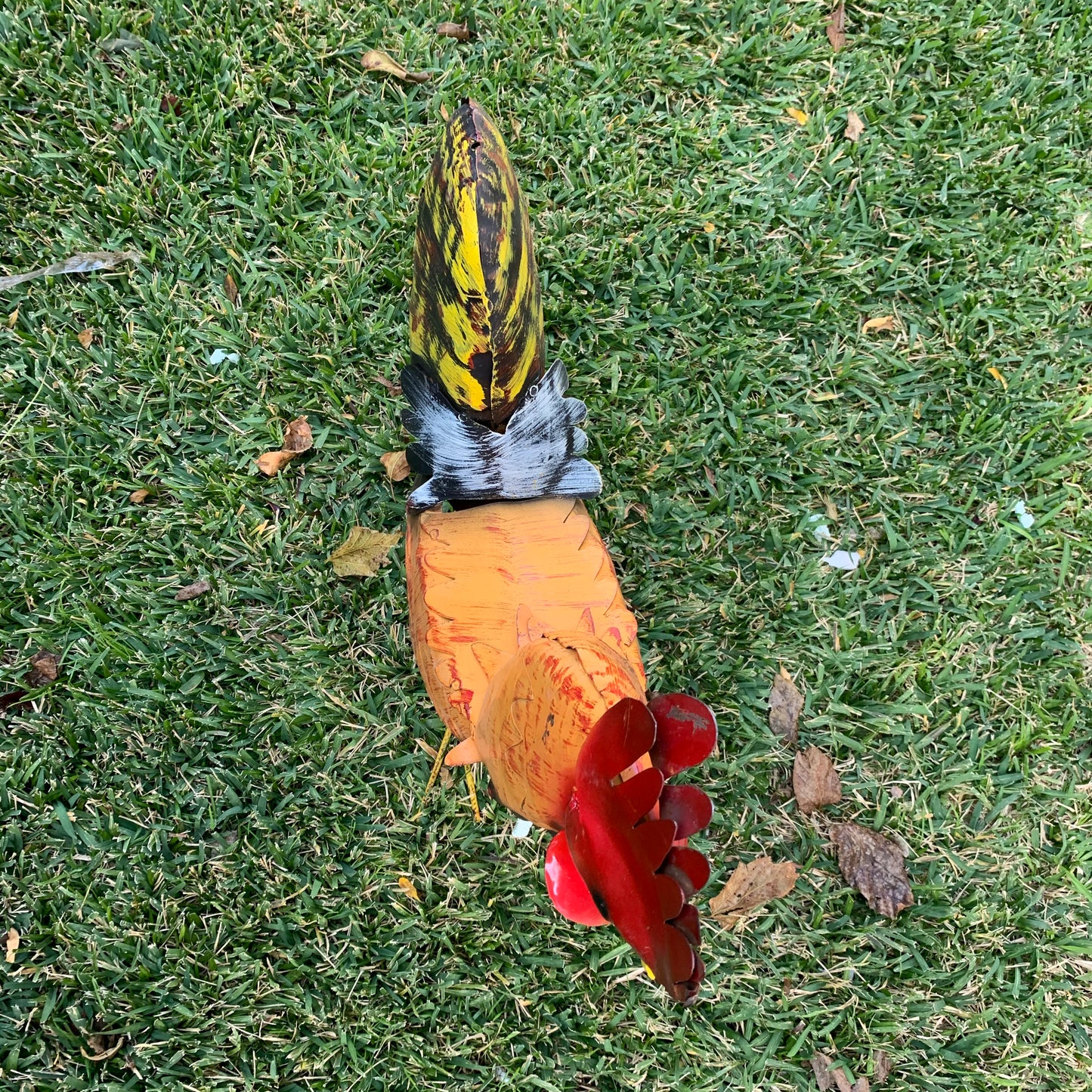 #34-025 RUSTIC ORANGE RED ROOSTER 18",30",40" GARDEN METAL ANIMAL SCULPTURE METAL DECOR ORNAMENT 16"L x 20" high