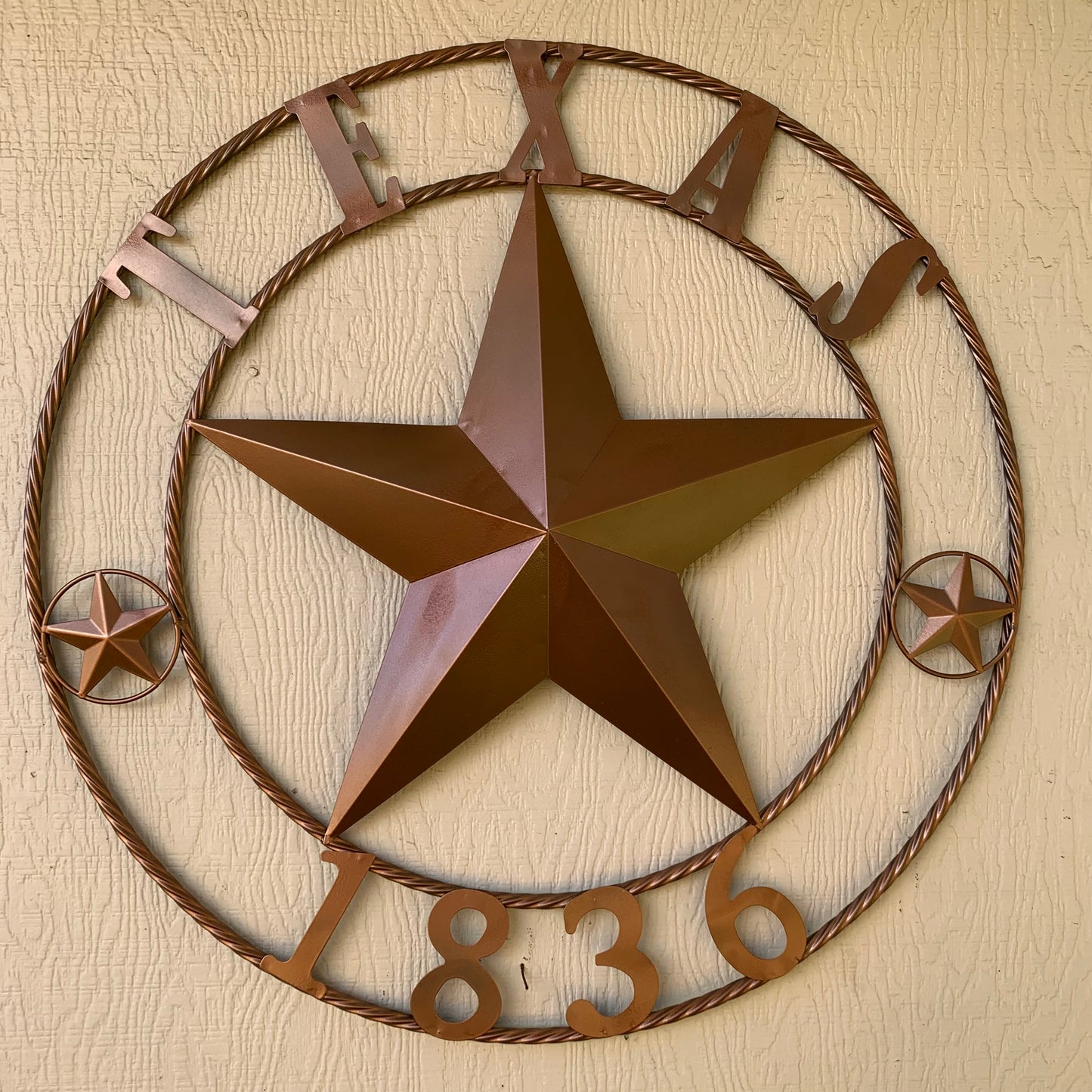 24", 32",36",40" TEXAS 1836 HAMMERED COPPER  BARN STAR METAL WALL WESTERN HOME DECOR HANDMADE NEW