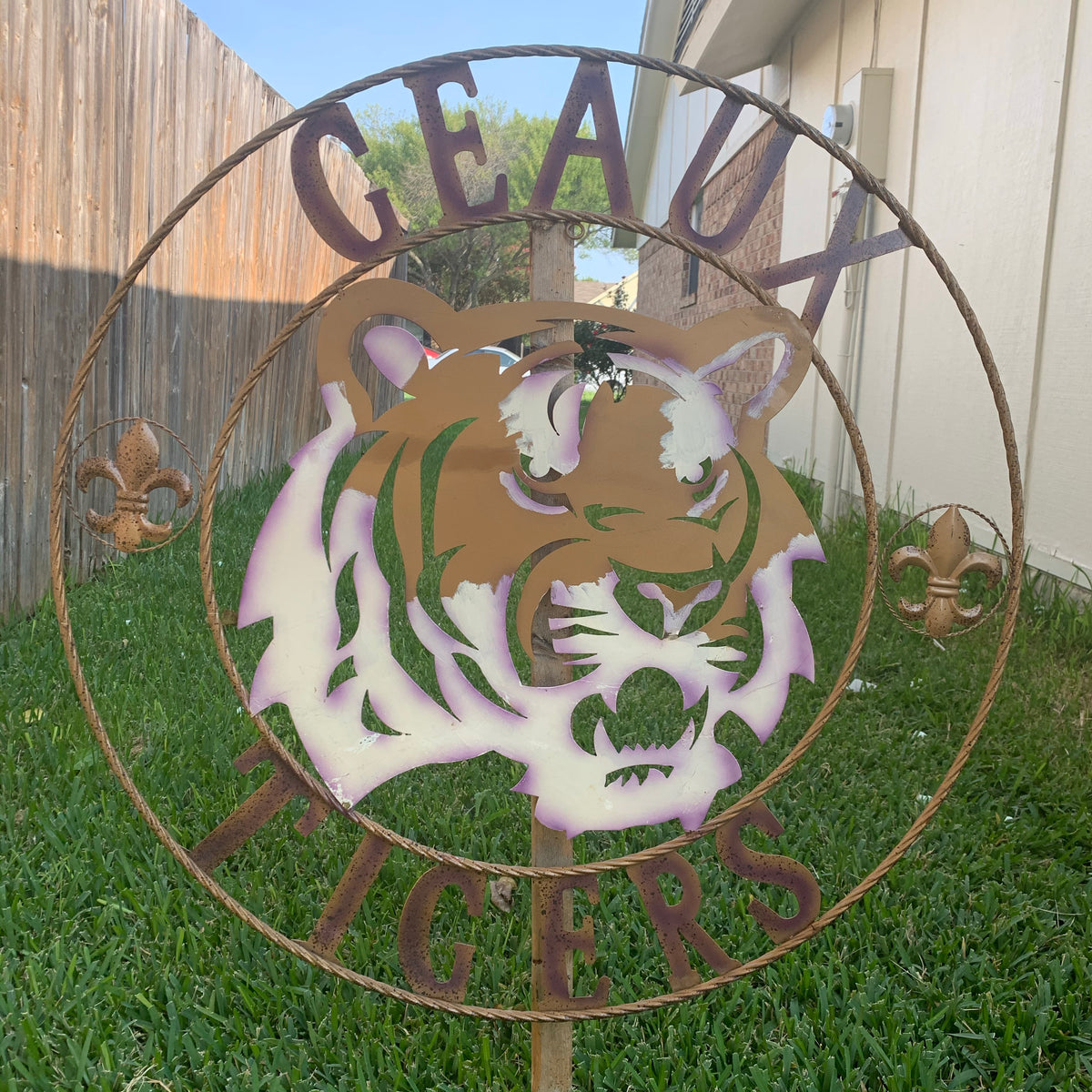 12",18", 24", 32", 36" GEAUX TIGERS CUSTOM METAL VINTAGE CRAFT SIGN TEAM HANDMADE