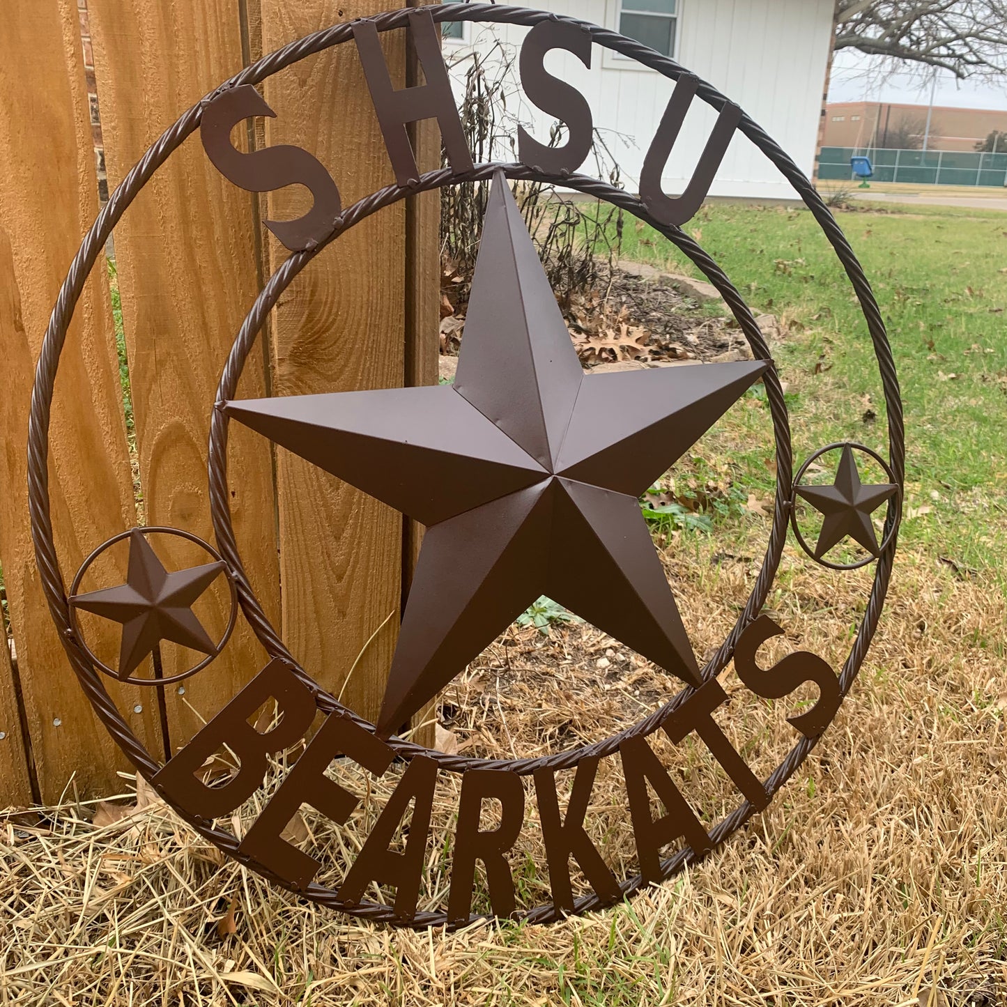 24",32" SHSU SAM HOUSTON BEARKATS RUSTIC BROWN METAL CUSTOM VINTAGE CRAFT RUSTIC BROWN TEAM STAR HANDMADE