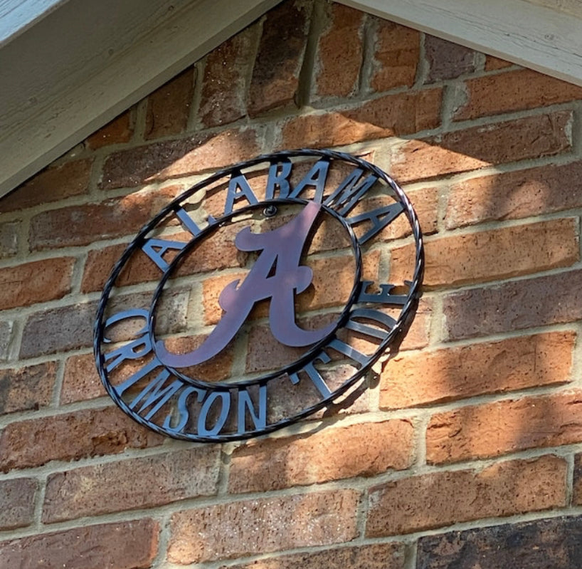 ALABAMA CRIMSON TIDE CUSTOM METAL VINTAGE CRAFT WALL SIGN WESTERN HOME DECOR HANDMADE 12",18",24",36"