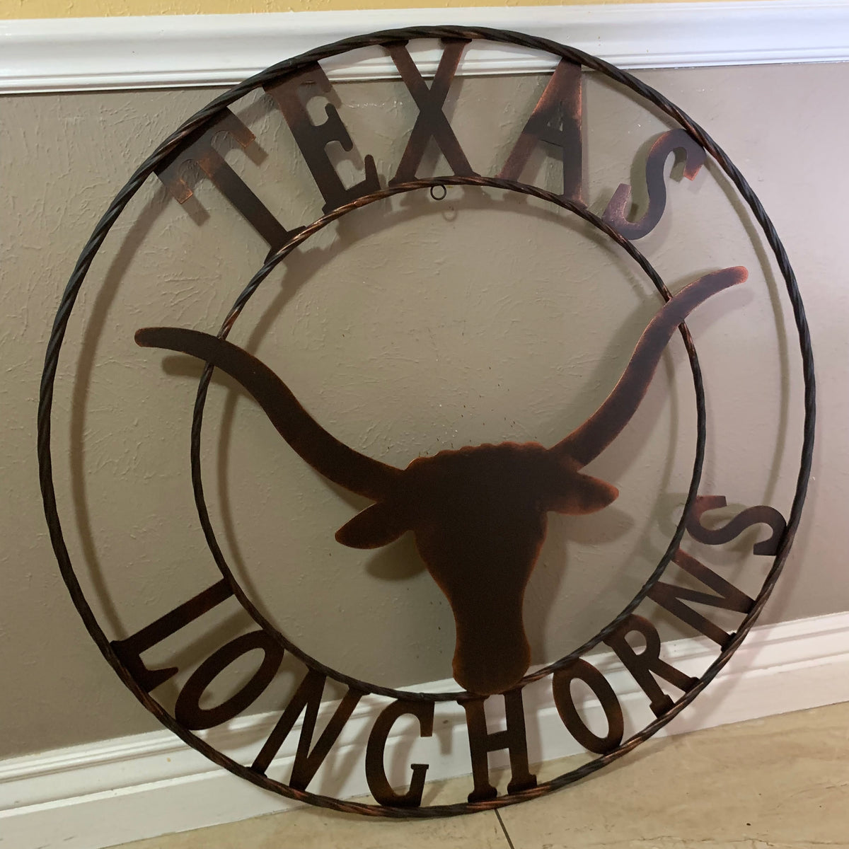 TEXAS LONGHORNS CUSTOM METAL VINTAGE CRAFT SIGN TEAM ART WESTERN HOME DECOR RUSTIC BRONZE HANDMADE #EH12565