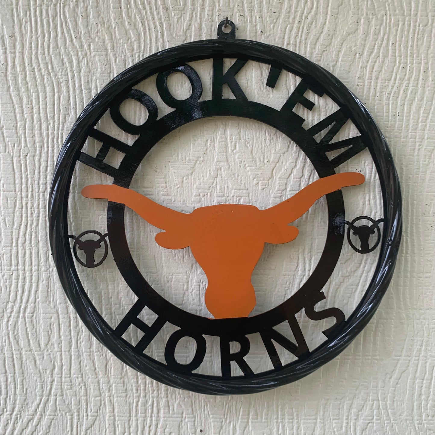 HOOKEM HORNS TEXAS LONGHORNS HOOK EM METAL CUSTOM VINTAGE CRAFT WALL ART TEAM SIGN HANDMADE