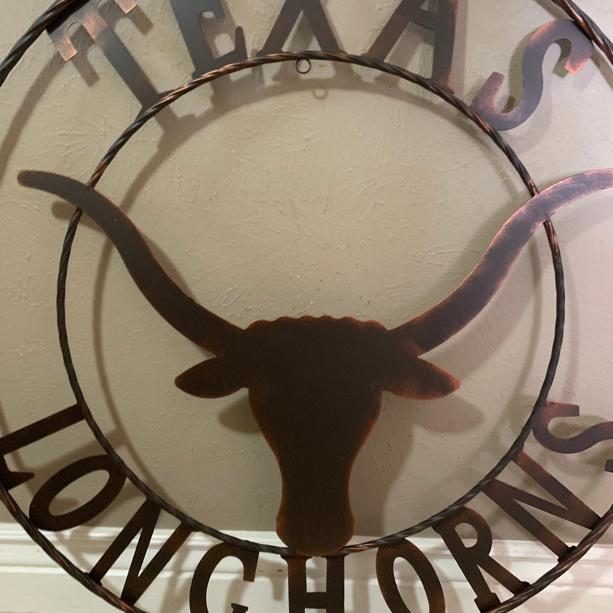 TEXAS LONGHORNS CUSTOM METAL VINTAGE CRAFT SIGN TEAM ART WESTERN HOME DECOR RUSTIC BRONZE HANDMADE #EH12565