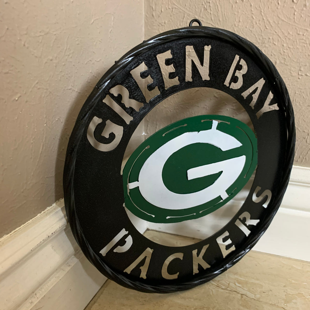 GREEN BAY WIDE BAND DISC METAL CUSTOM VINTAGE CRAFT TEAM SPORTS SIGN HANDMADE