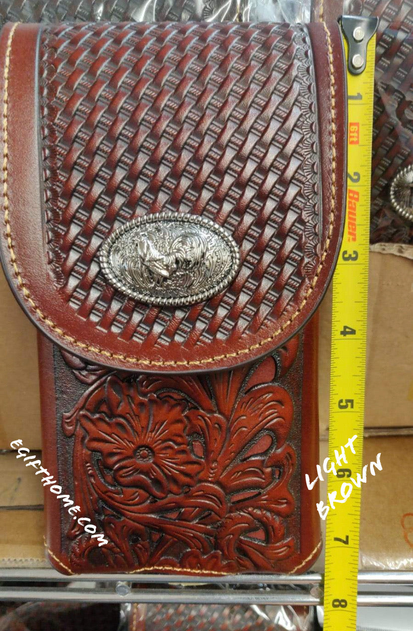 7" ROOSTER TAN BROWN LEATHER POUCH EXTRA LARGE  BELT LOOP HOLSTER CELL PHONE CASE UNIVERSAL OVERSIZE