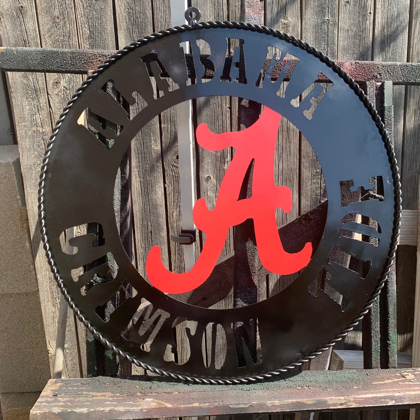 ALABAMA CRIMSON TIDE WIDE BAND RING CUSTOM METAL VINTAGE SIGN TEAM HANDMADE