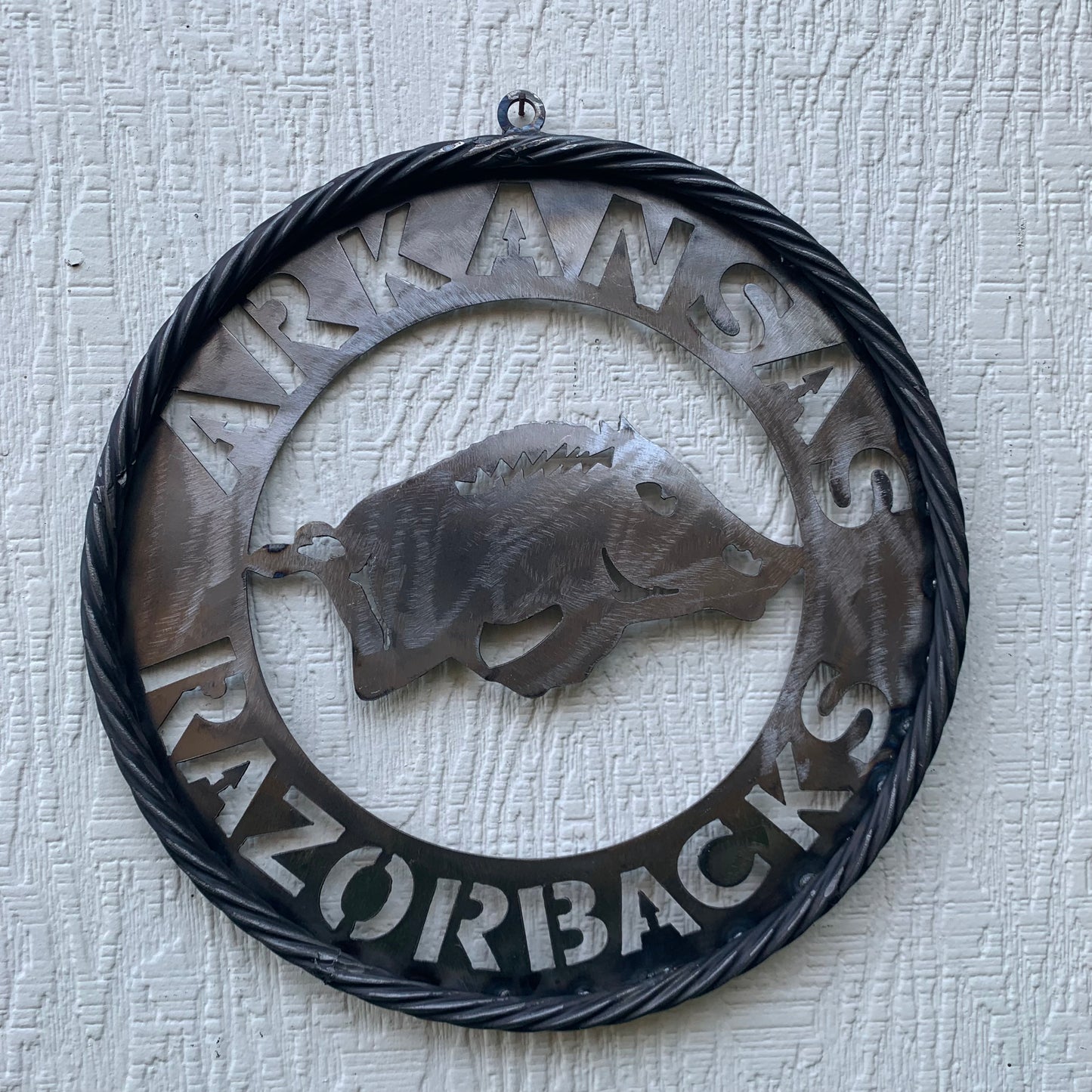 12", 18", 24", 32" ARKANSAS RAZORBACKS CUSTOM RAW METAL VINTAGE CRAFT WIDE BAND RING TEAM SIGN HANDMADE