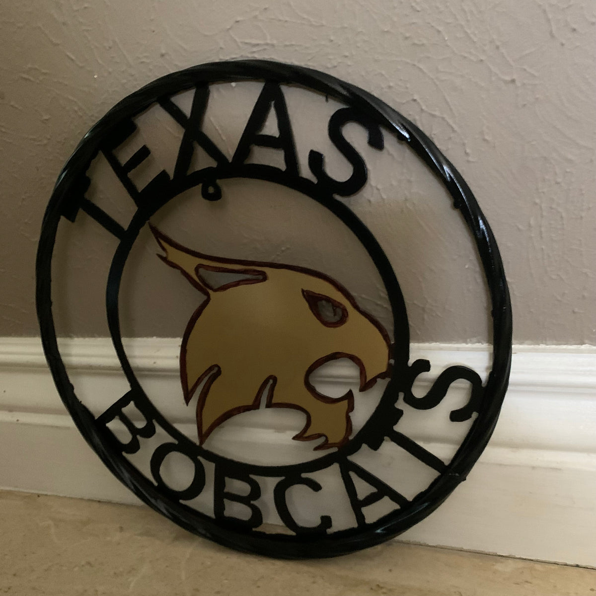 12" TEXAS BOBCATS CUSTOM METAL VINTAGE CRAFT SIGN TEAM WESTERN HOME DECOR HANDMADE