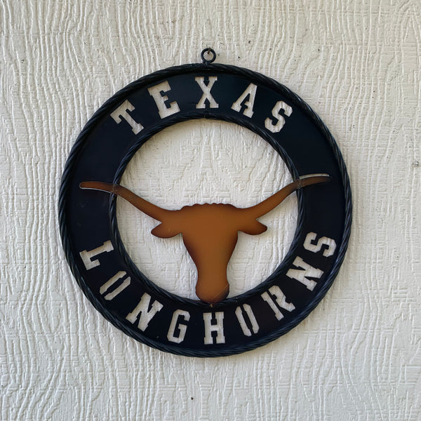 TEXAS LONGHORNS WIDE BAND RING METAL CUSTOM VINTAGE CRAFT WALL ART TEAM SIGN HANDMADE