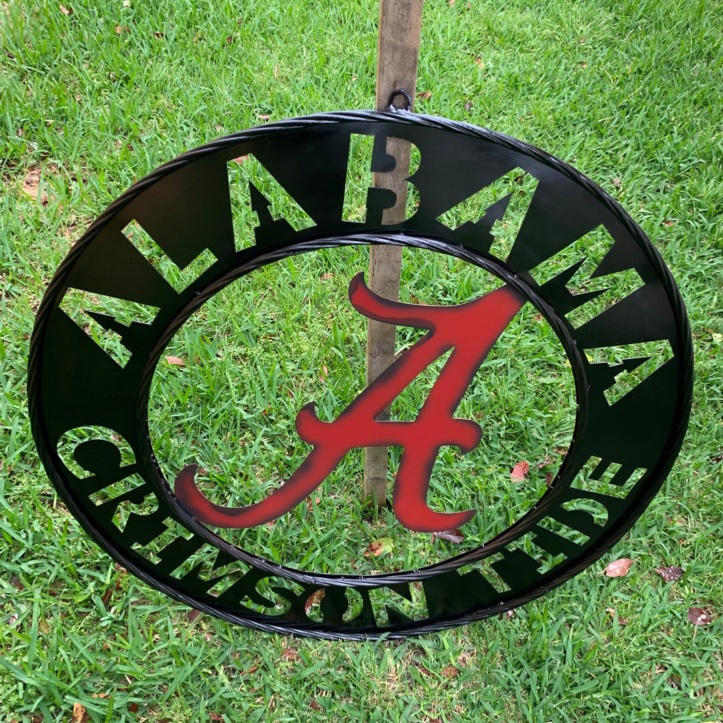 ALABAMA CRIMSON TIDE WIDE BAND RING CUSTOM METAL VINTAGE SIGN TEAM SPORTS HANDMADE