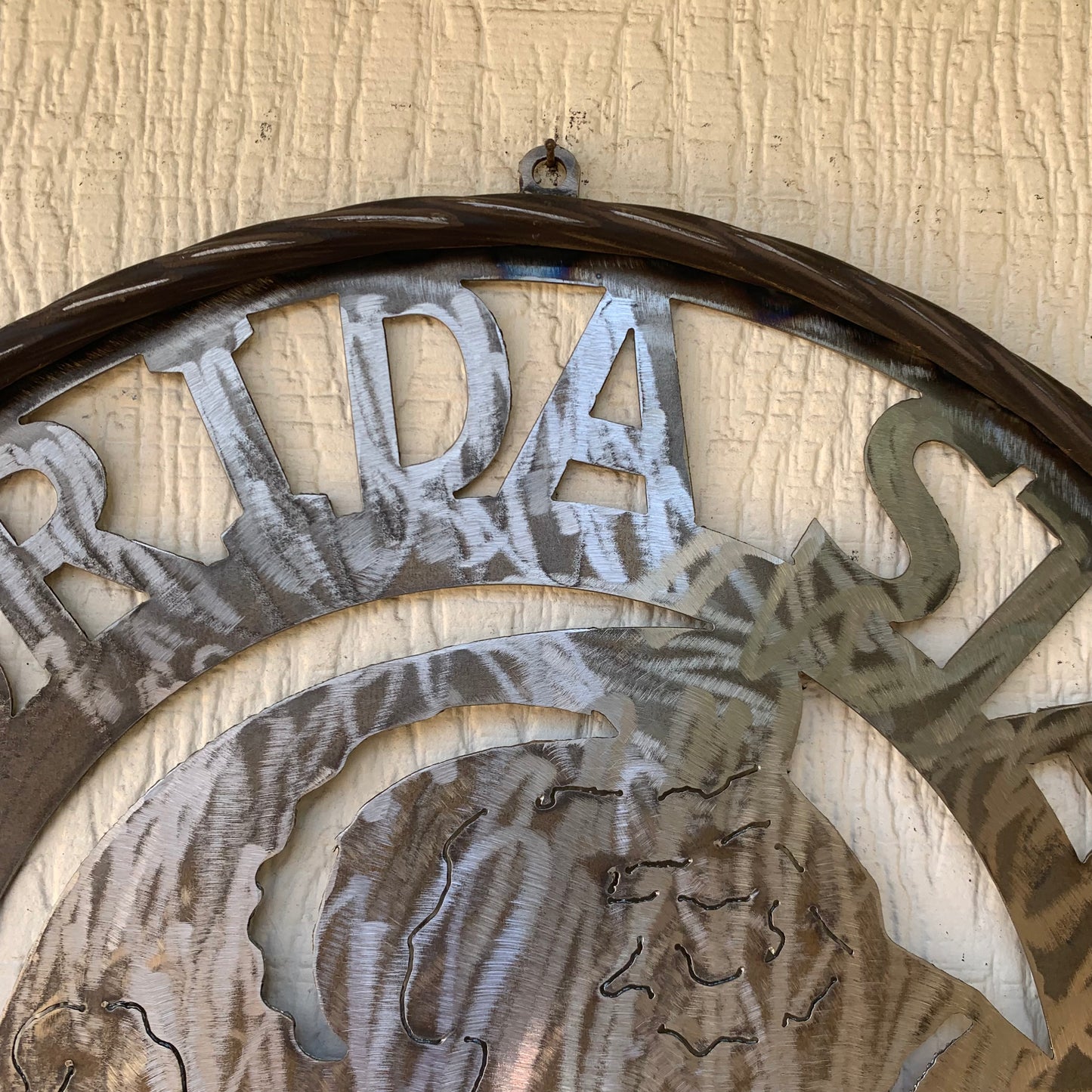 FSU FLORIDA STATE SEMINOLES INDIAN CUSTOM RAW METAL VINTAGE CRAFT TEAM SIGN HANDMADE
