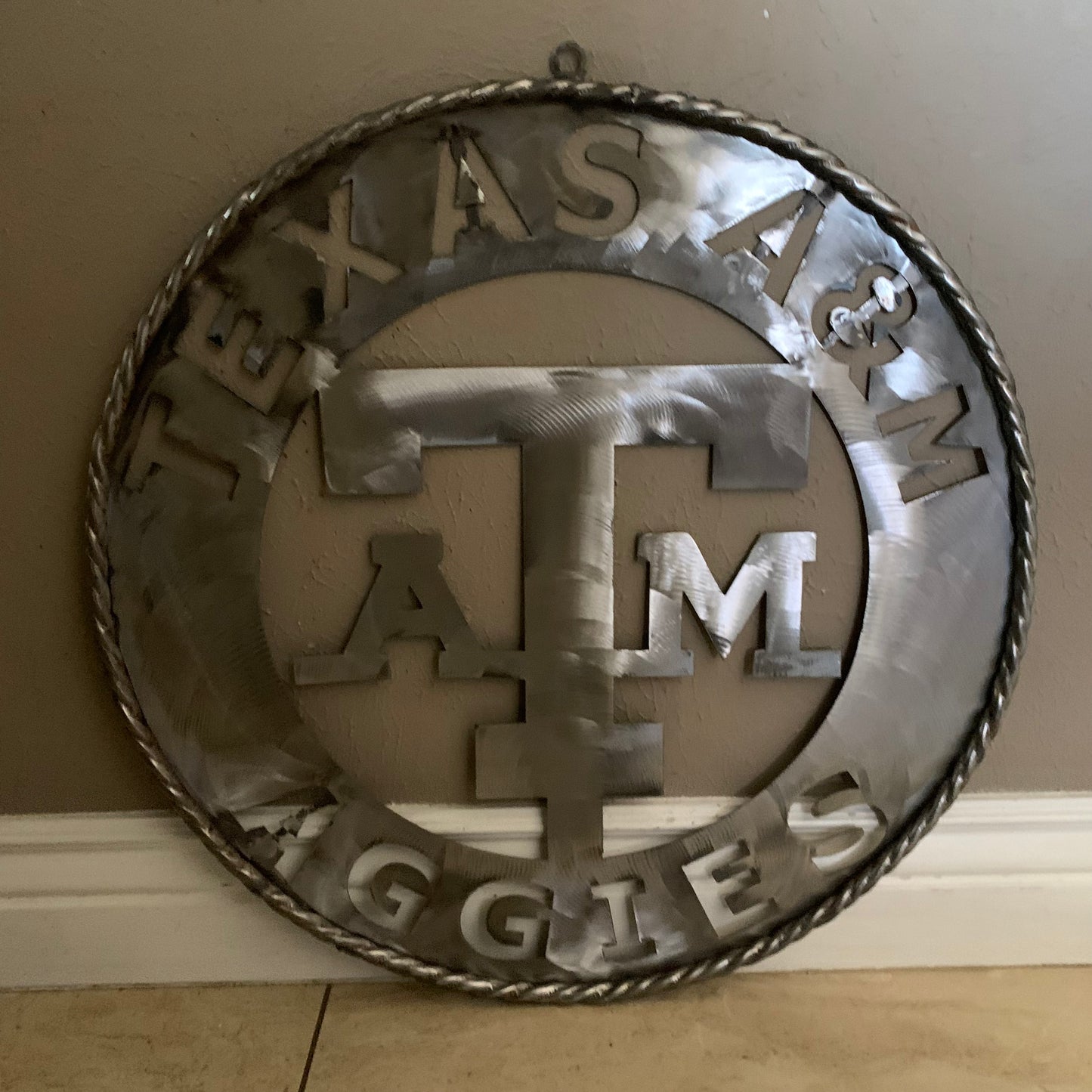 TEXAS A&M WIDE BAND RAW METAL CUSTOM VINTAGE CRAFT WALL ART TEAM SIGN HANDMADE
