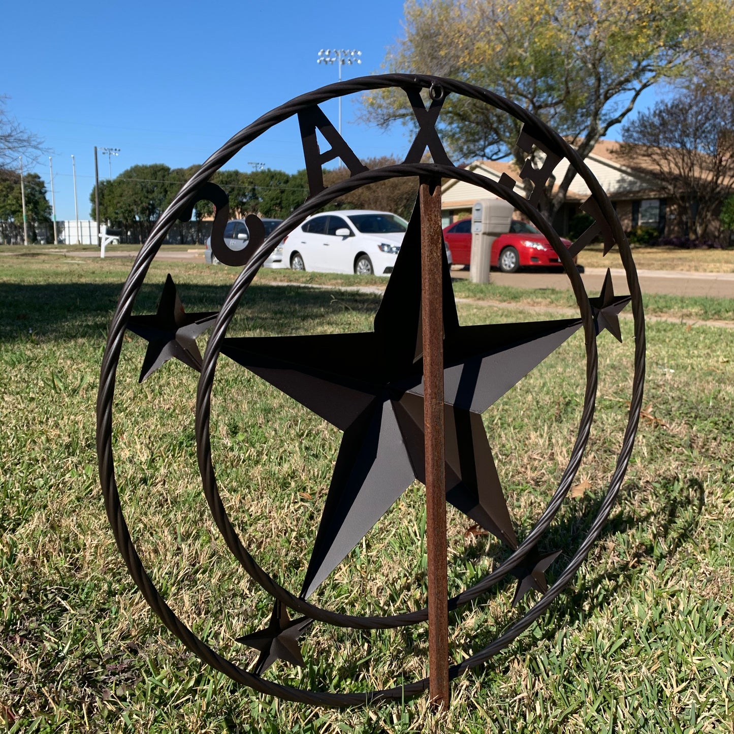 24" TEXAS BLACK STAR BARN STAR METAL ART WESTERN HOME DECOR VINTAGE RUSTIC BLACK