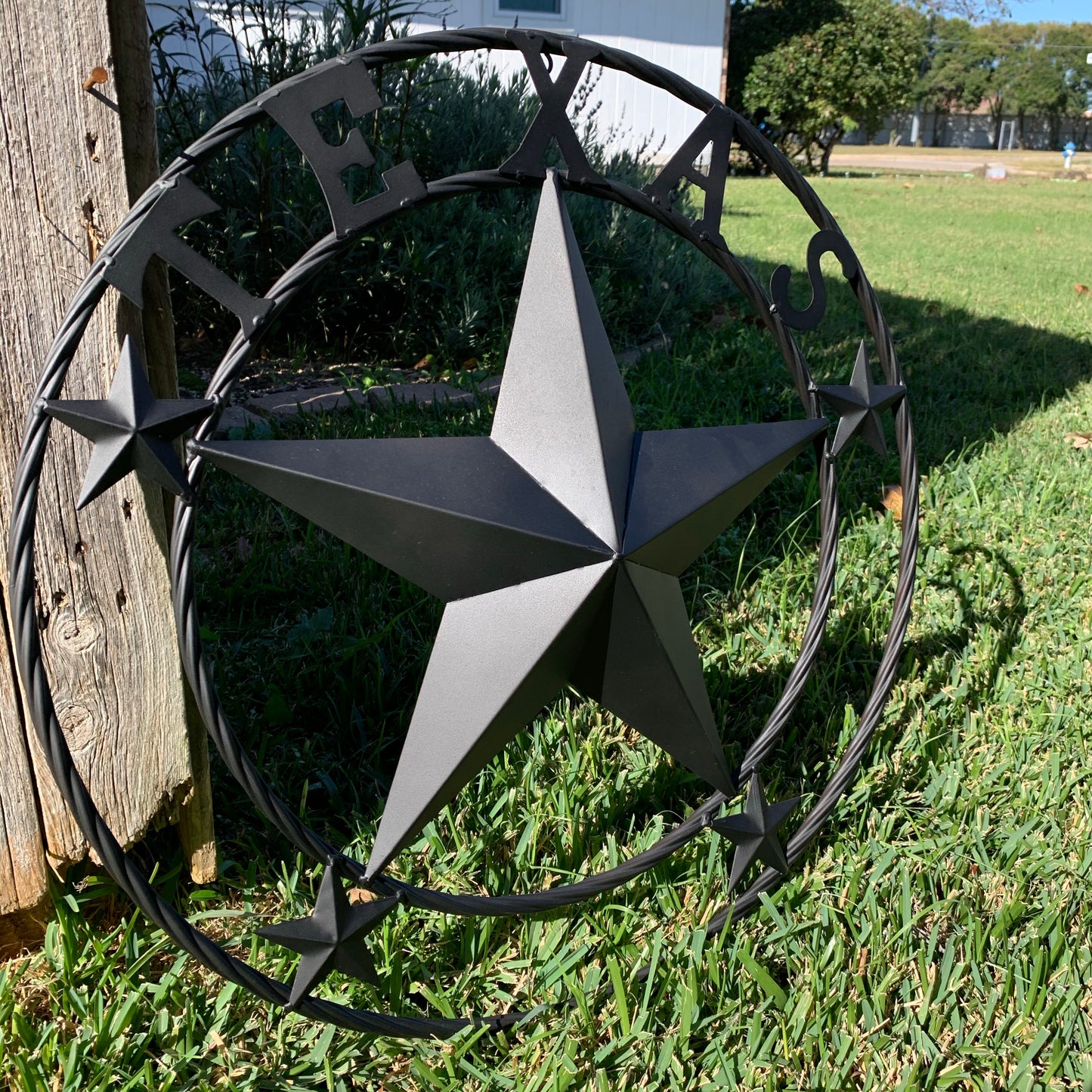 24" TEXAS BLACK STAR BARN STAR METAL ART WESTERN HOME DECOR VINTAGE RUSTIC BLACK