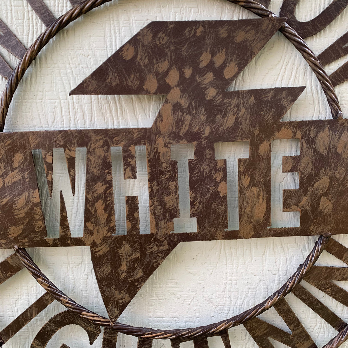 CUSTOM NAME LIGHTNIN HORSE STYLE SIGN RAW METAL BARN ROPE RING WESTERN HOME DECOR HANDMADE 24",32",36"