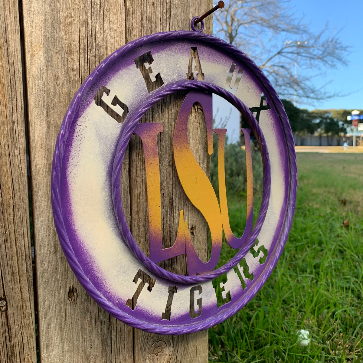 12",18",24",32" LSU GEAUX TIGERS CUSTOM METAL VINTAGE CRAFT SIGN TEAM WALL ART WESTERN HOME DECOR