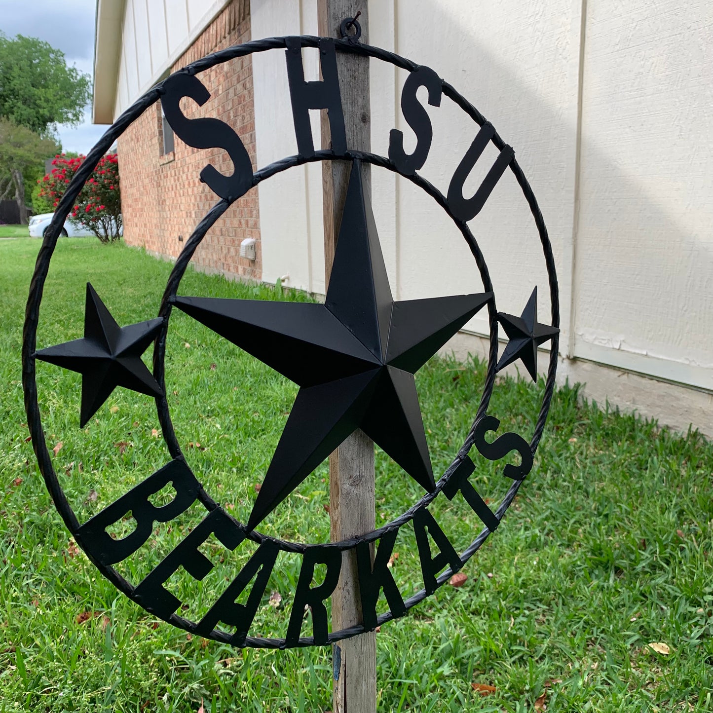 24",32" SHSU SAM HOUSTON BEARKATS RUSTIC BLACK METAL CUSTOM VINTAGE CRAFT RUSTIC BLACK TEAM STAR HANDMADE
