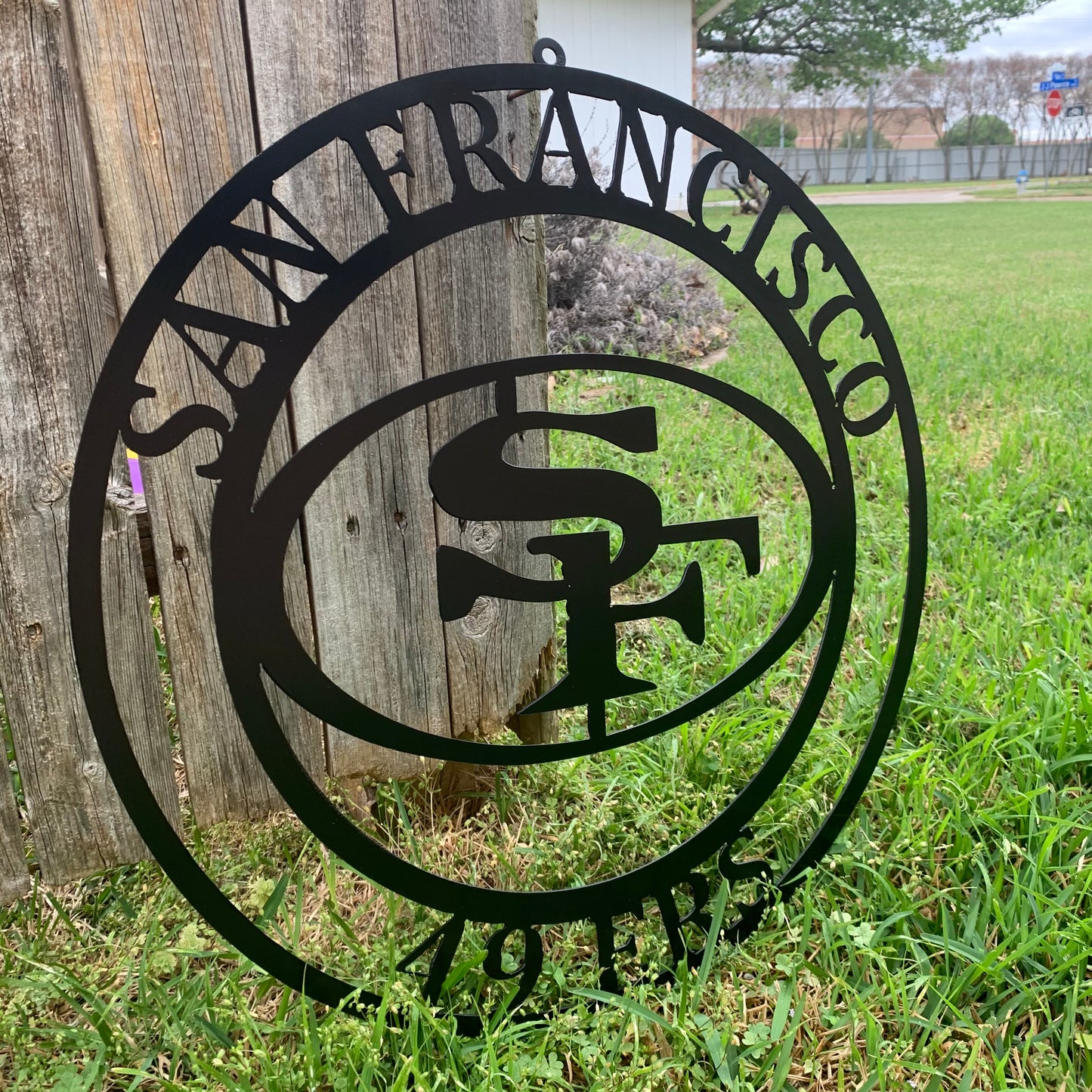 SAN FRANCISCO 49ERS METAL CUSTOM VINTAGE CRAFT TEAM SIGN RUSTIC BLACK HAND MADE IN USA 18",24",36",40",50"