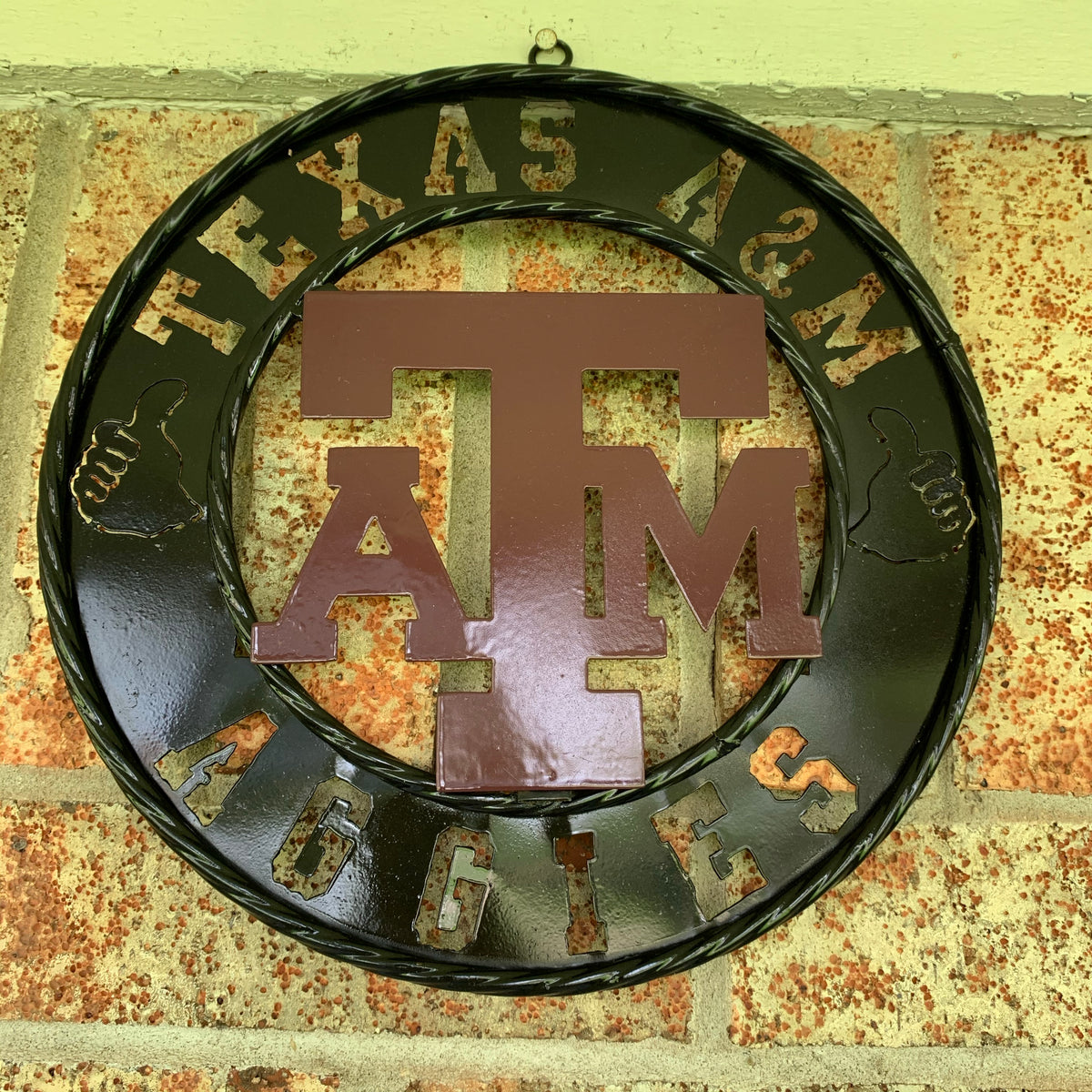 12",18",24",32" TEXAS A&M AGGIES WIDE BAND RING CUSTOM METAL VINTAGE CRAFT TEAM SIGN HANDMADE