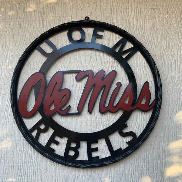 OLE MISS REBELS MISSISSIPPI METAL CUSTOM VINTAGE CRAFT TEAM SIGN HANDMADE