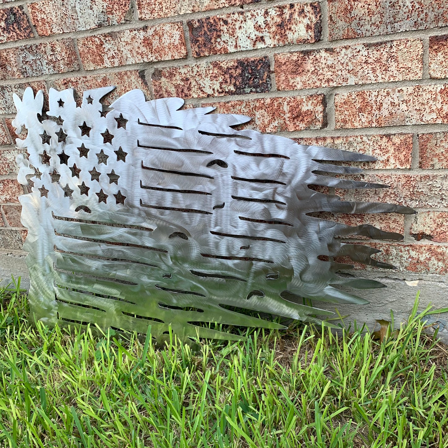 TATTERED USA AMERICAN FLAG RAW METAL LASERCUT HANDMADE WESTERN HOME DECOR BRAND NEW