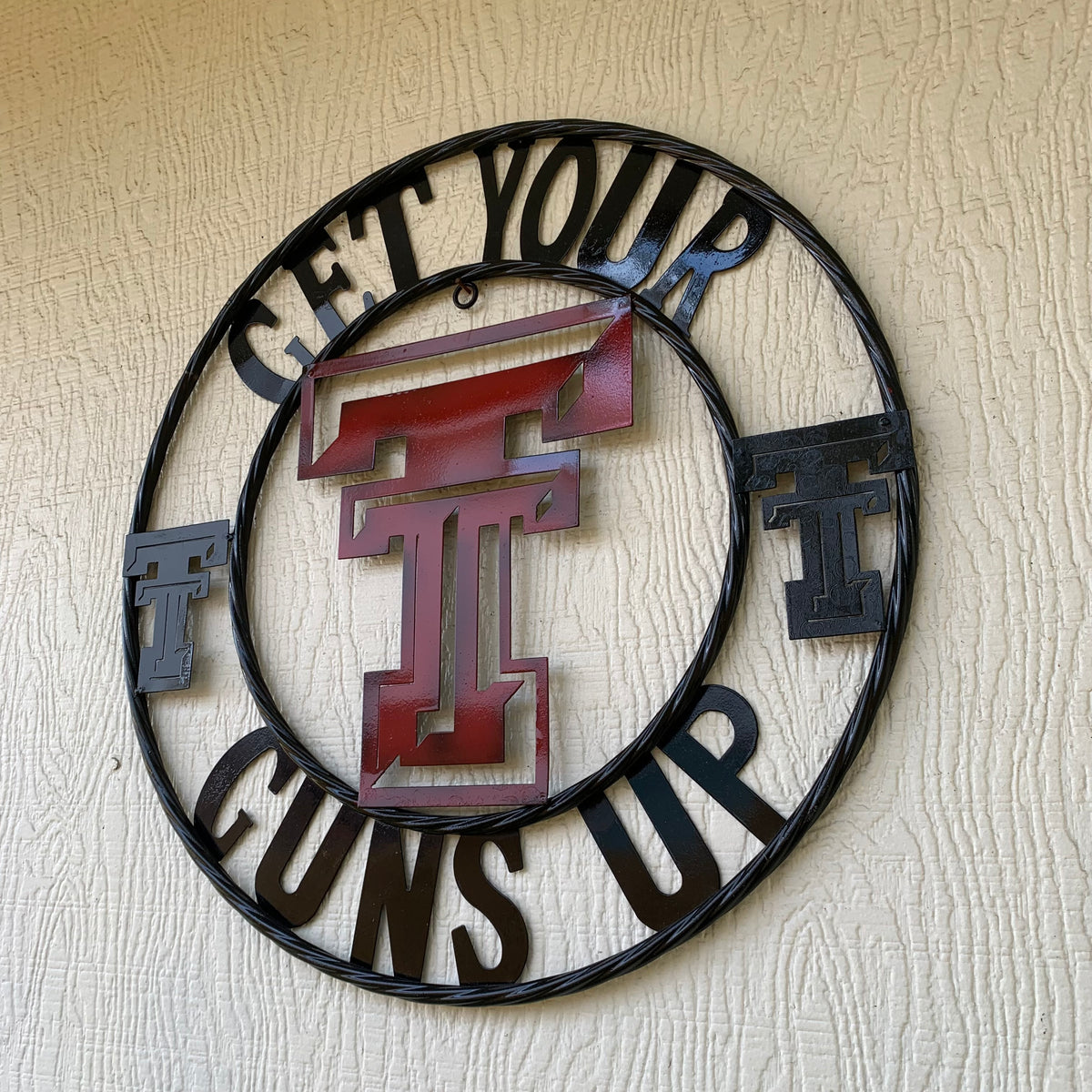 12", 18", 24", 32" GET YOUR GUNS UP TEXAS TECH CUSTOM METAL VINTAGE CRAFT TEAM SIGN