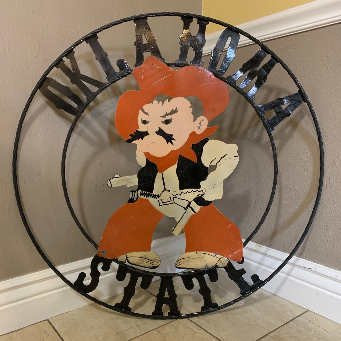 OSU OKLAHOMA STATE COWBOYS CUSTOM METAL VINTAGE CRAFT TEAM SIGN HANDMADE