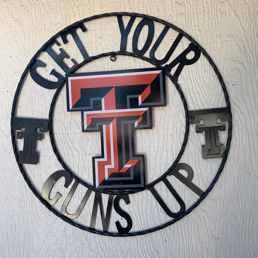 GET YOUR GUNS UP TEXAS TECH CUSTOM METAL VINTAGE CRAFT SIGN TEAM HANDMADE 12",18",24",32"