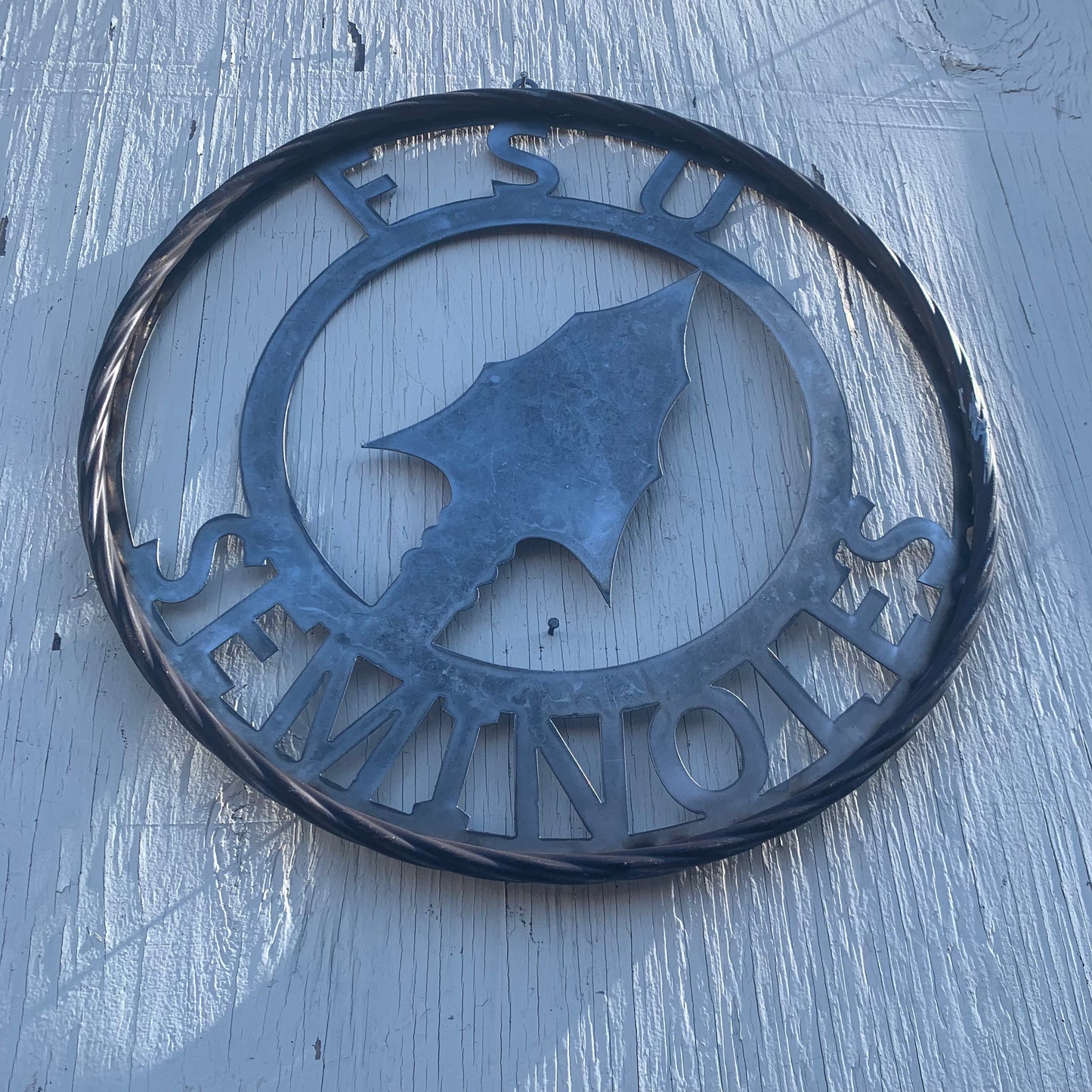 FSU SEMINOLES FLORIDA SPEAR CUSTOM RAW METAL VINTAGE CRAFT TEAM SIGN HANDMADE