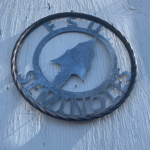 FSU SEMINOLES FLORIDA SPEAR CUSTOM RAW METAL VINTAGE CRAFT TEAM SIGN HANDMADE