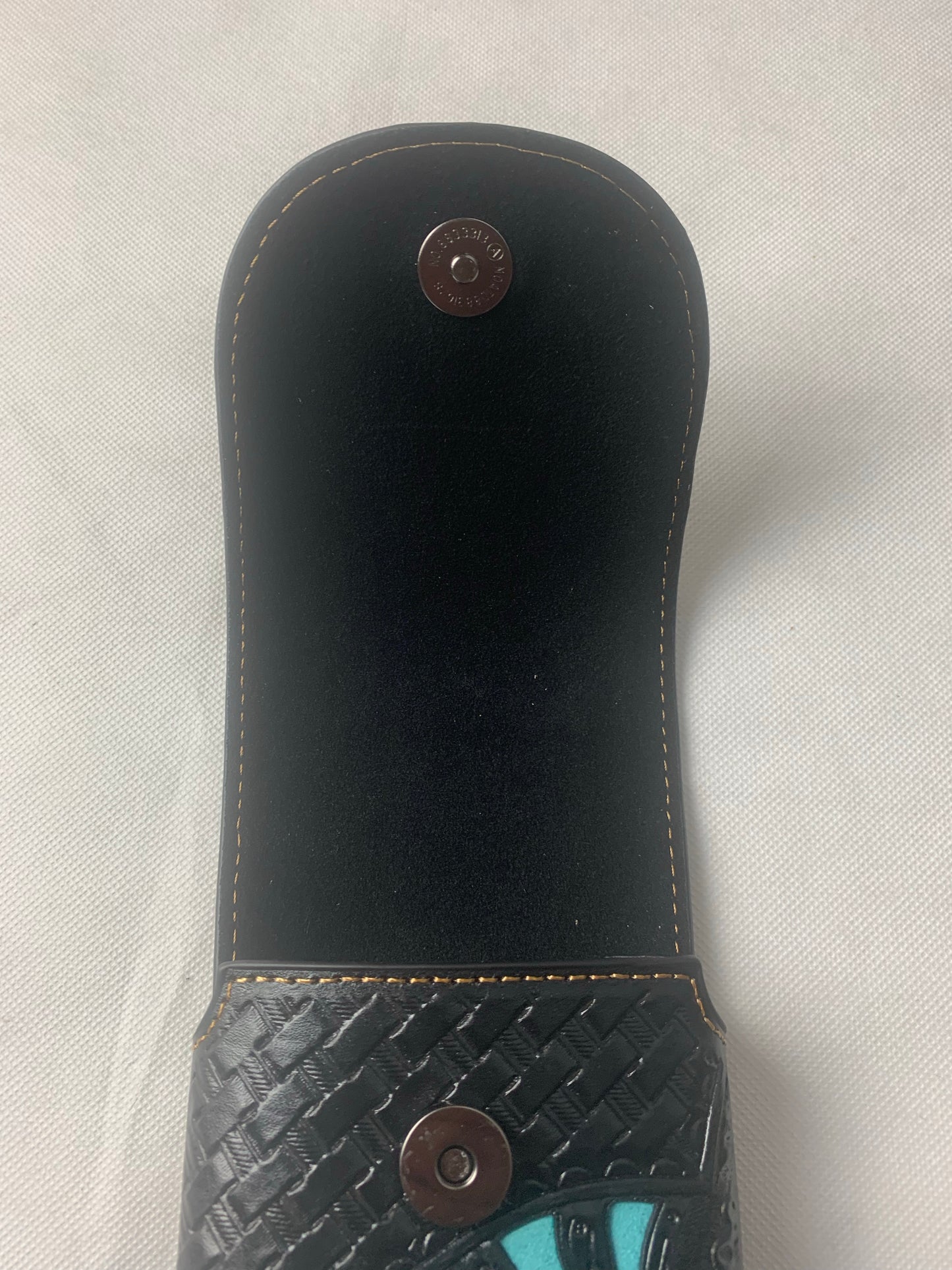 7" LONE STAR BLACK & TURQUOISE LEATHER HOLSTER POUCH EXTRA LARGE  BELT LOOP CELL PHONE CASE UNIVERSAL OVERSIZE--FREE SHIPPING