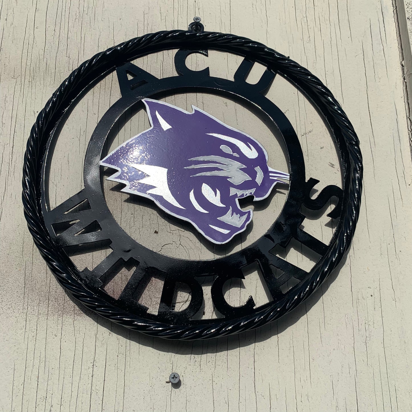 ACU WILDCATS ABILENE CHRISTIAN UNIVERSITY CUSTOM METAL VINTAGE CRAFT TEAM SIGN SCULPTURE HANDMADE